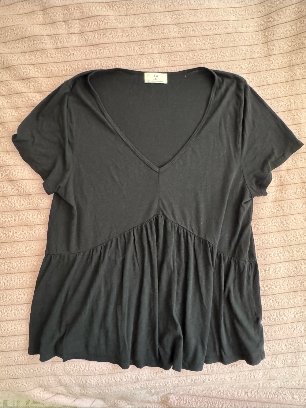 T.La Black V-Neck Peplum Tunic